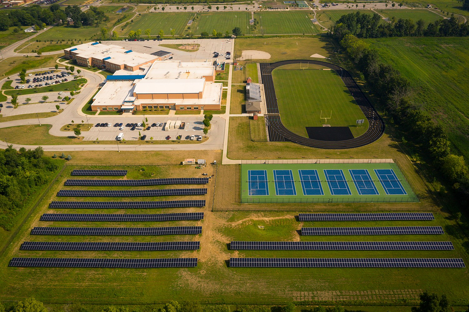 Hamilton Southeastern Schools-Aerial with athletic fields